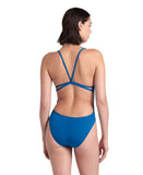 arena Performance Women's Solid Lace Back Swimsuit Bright Blue Cosmo