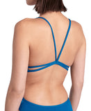 arena Performance Women's Solid Lace Back Swimsuit Bright Blue Cosmo