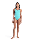 arena Performance Women's Solid Lace Back Swimsuit Water-Navy