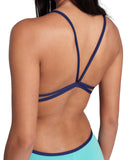 arena Performance Women's Solid Lace Back Swimsuit Water-Navy
