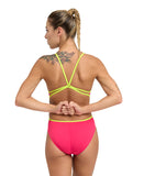 arena Performance Women's Solid Lace Back Swimsuit Freak Rose-Soft Green
