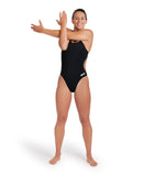 arena Performance Women's Solid Team Challenge Swimsuit Black-White