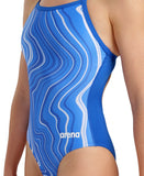 Arena Women's Marbled Light Drop Back Swimsuit - Royal-Royal Multi