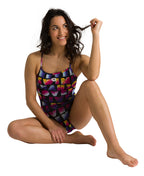 Arena W Pop Reversible Challenge Back One Piece - Black Multi