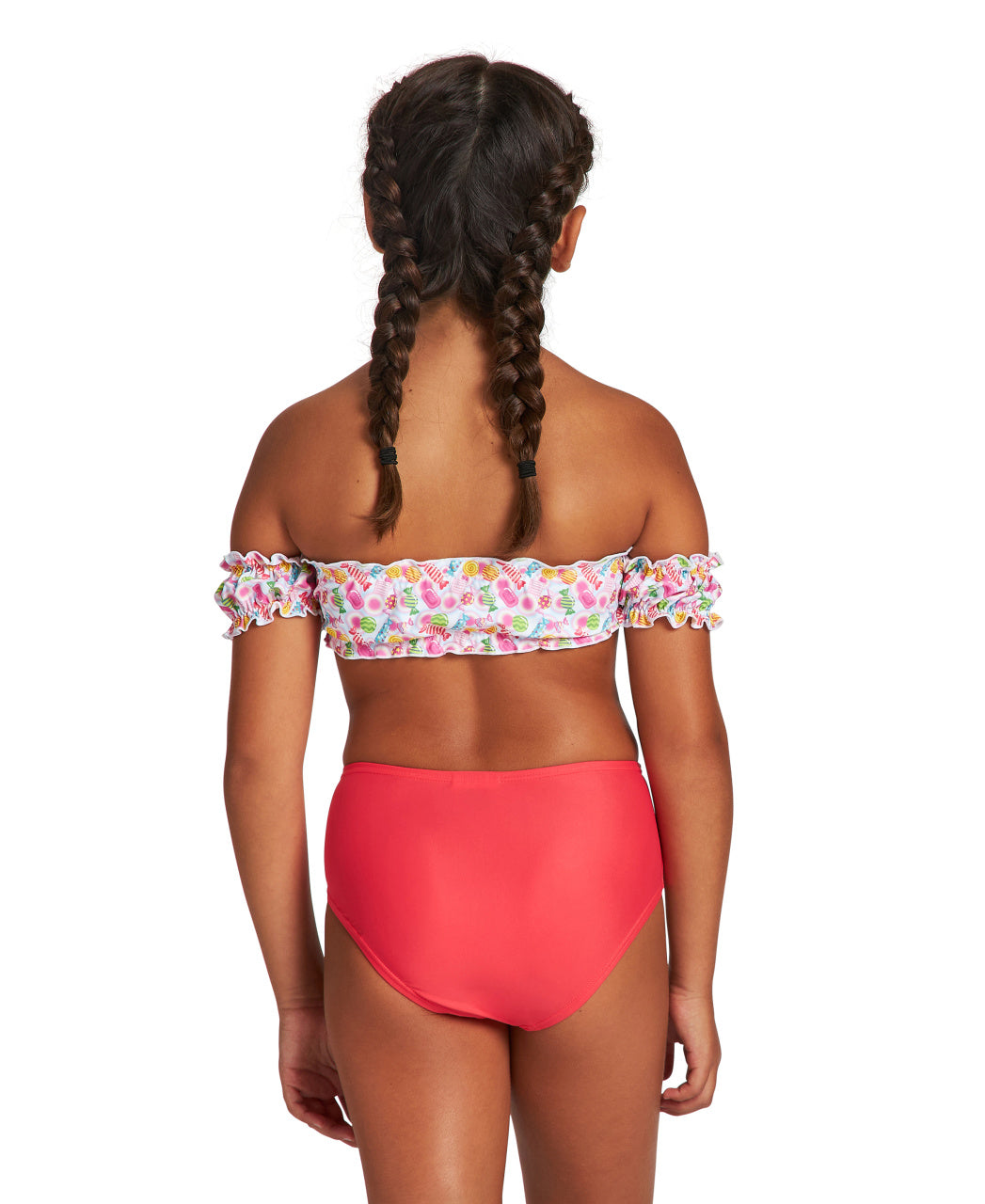 Girls Sweetie Jr Crop Top Two Pieces - Pink Multi-Hibiscus