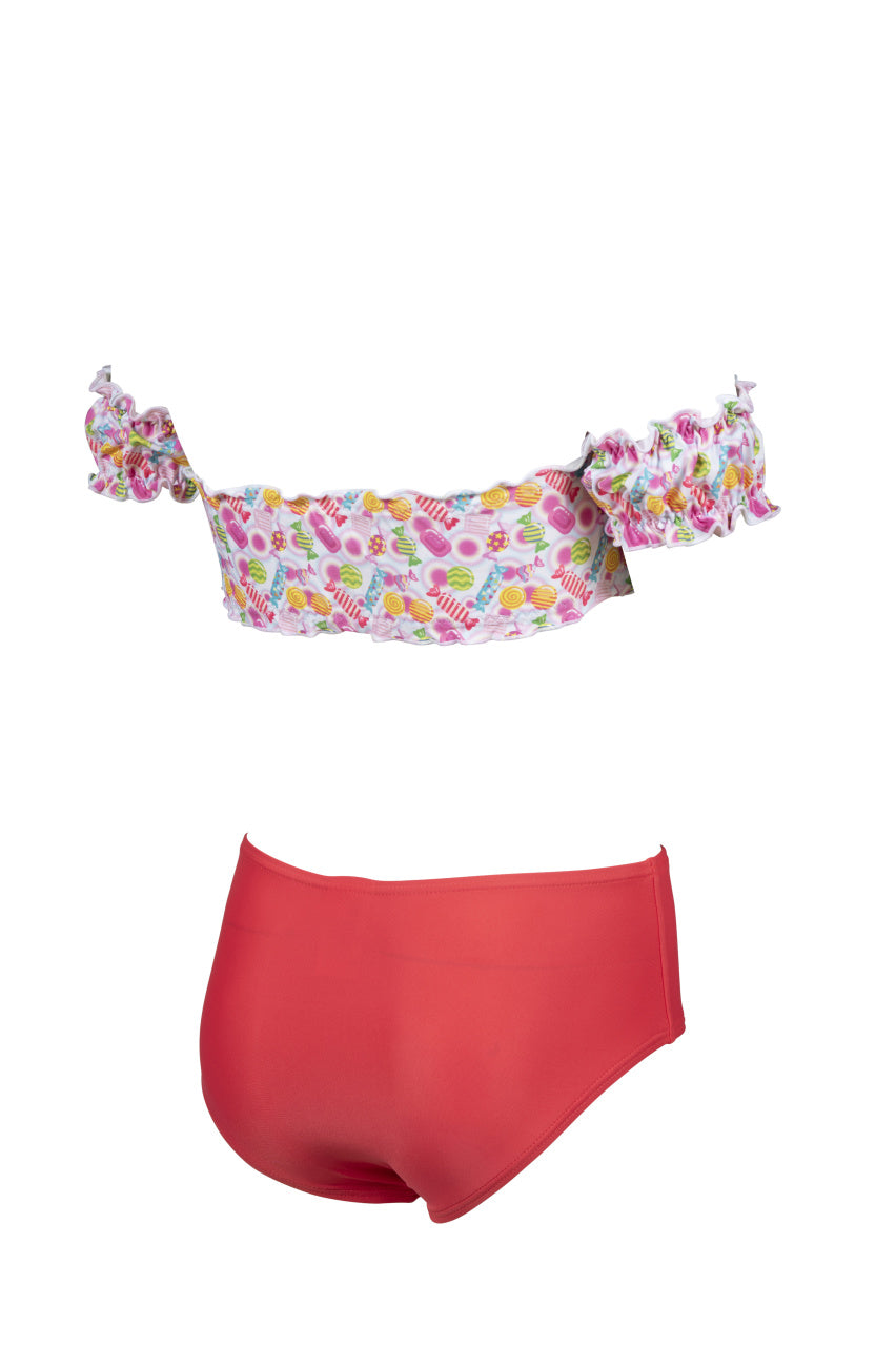 Girls Sweetie Jr Crop Top Two Pieces - Pink Multi-Hibiscus