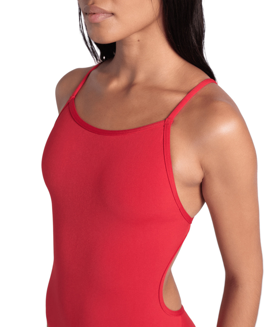 arena Performance Women's Solid Lace Back Red-White