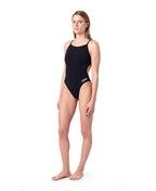 arena Performance Women's Solid Lace Back Swimsuit Black
