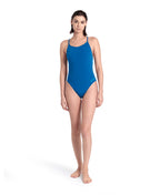 arena Performance Women's Solid Lace Back Swimsuit Bright Blue Cosmo
