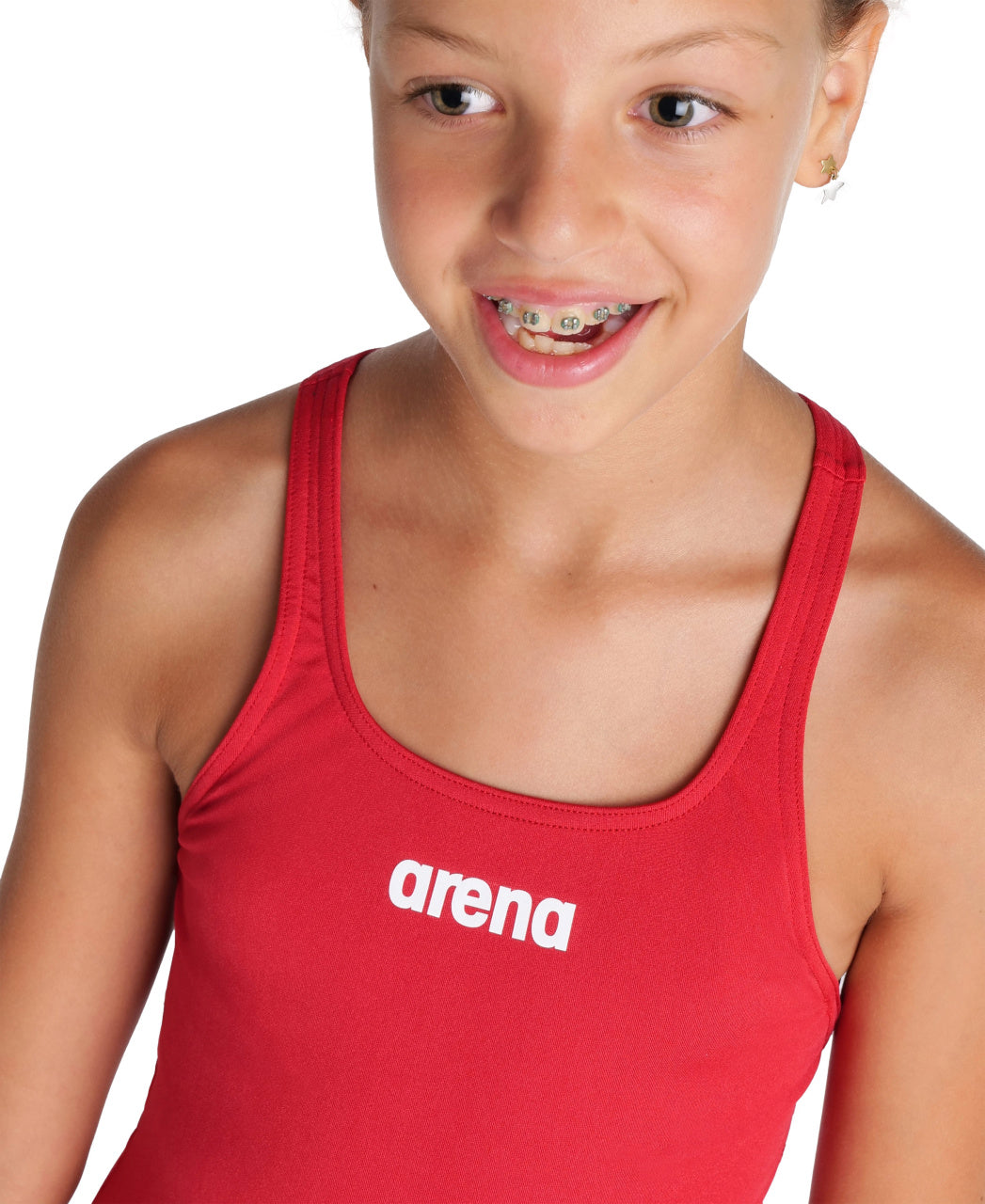 Arena Performance Girls' Solid Team Swim Pro Swimsuit - Red-White