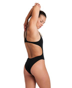 Arena Performance Women's Solid Team Swim Tech Swimsuit Black-White