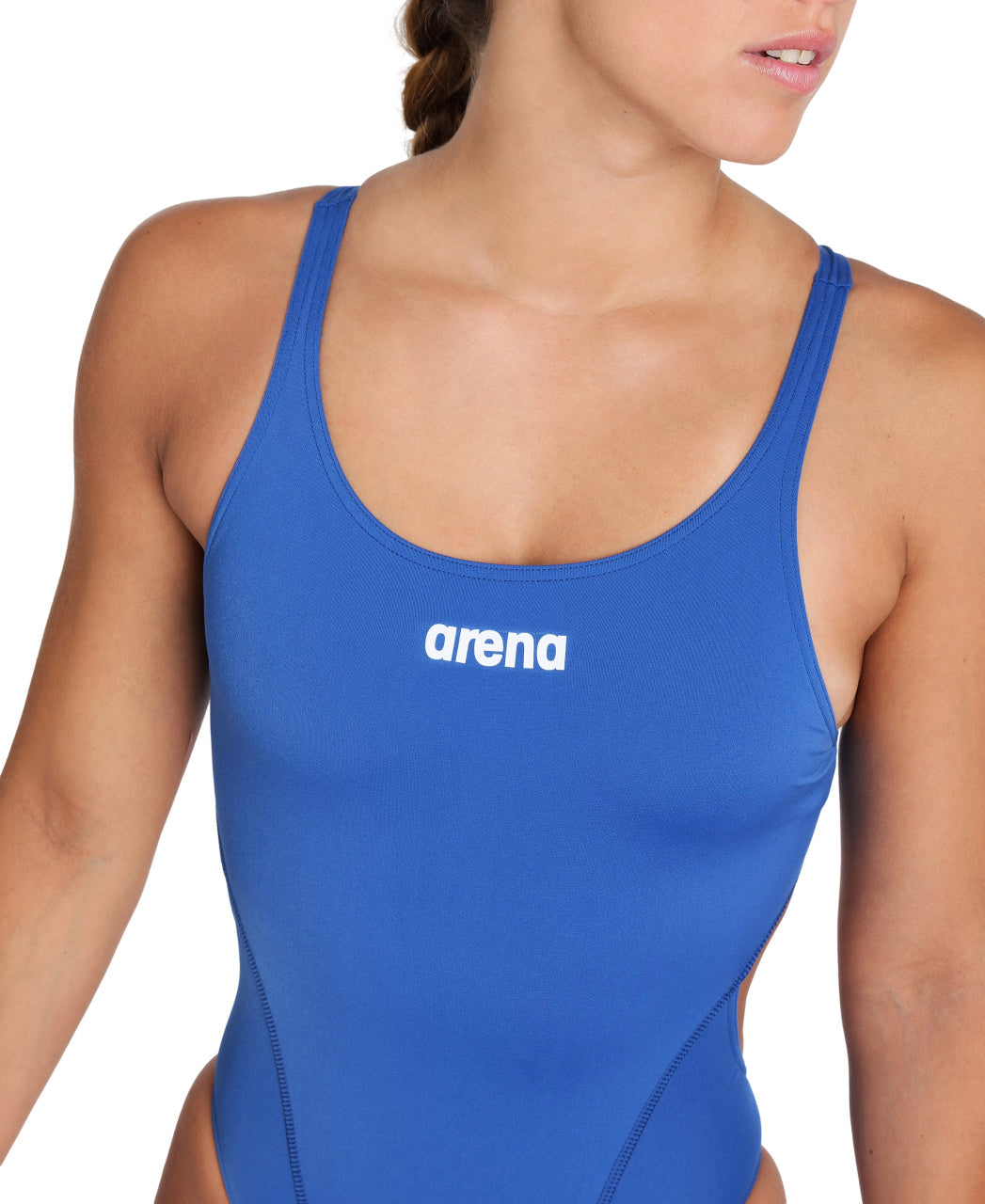 arena Performance Women's Solid Team Swim Tech Swimsuit Royal-White