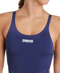 arena Performance Women's Solid Team Swim Tech Swimsuit Navy-White