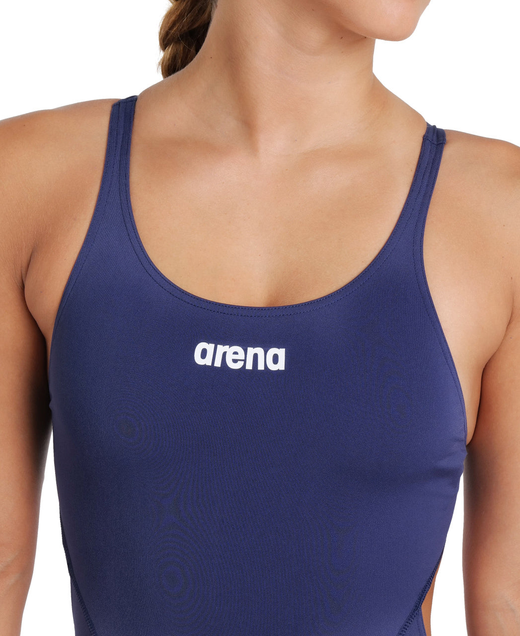 arena Performance Women's Solid Team Swim Tech Swimsuit Navy-White