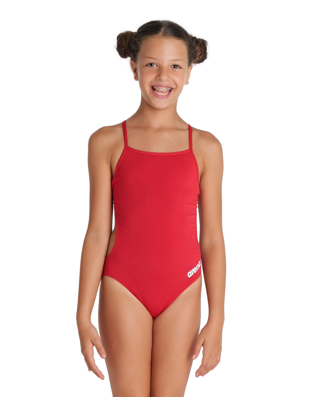 Arena Performance Girls' Solid Team Challenge Swimsuit - Red - White