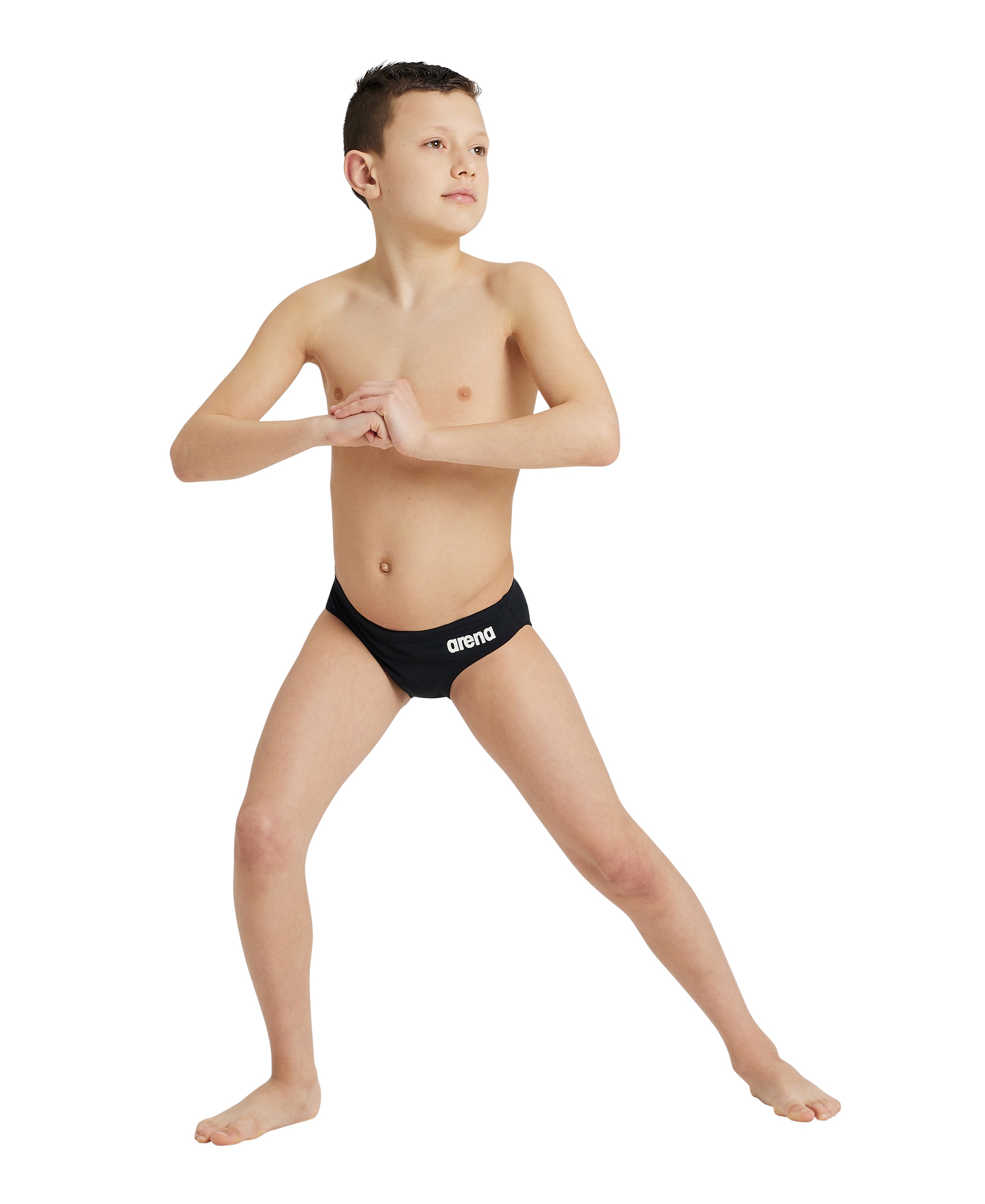 Arena Performance Boys' Solid Team Swim Briefs - Black-White