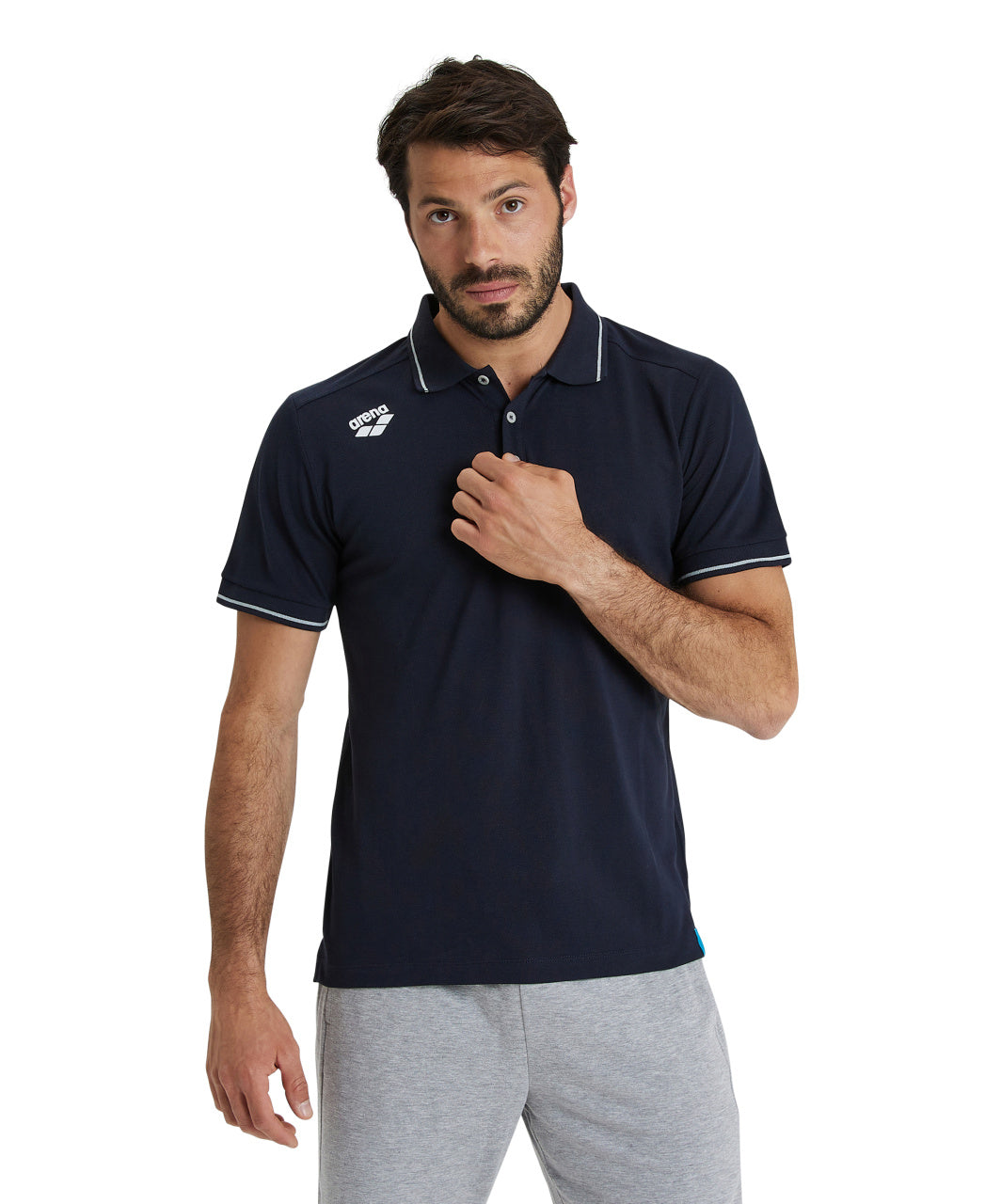 Arena Team Unisex Solid Cotton Polo Shirt - Navy