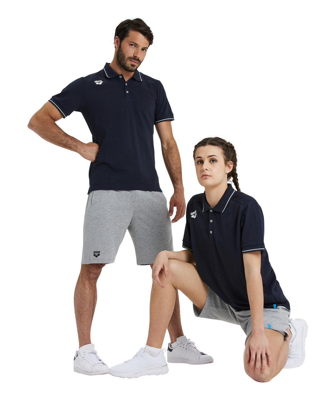Arena Team Unisex Solid Cotton Polo Shirt - Navy
