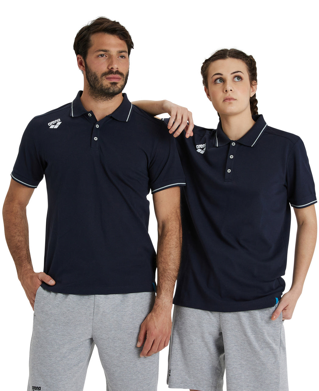 Arena Team Unisex Solid Cotton Polo Shirt - Navy