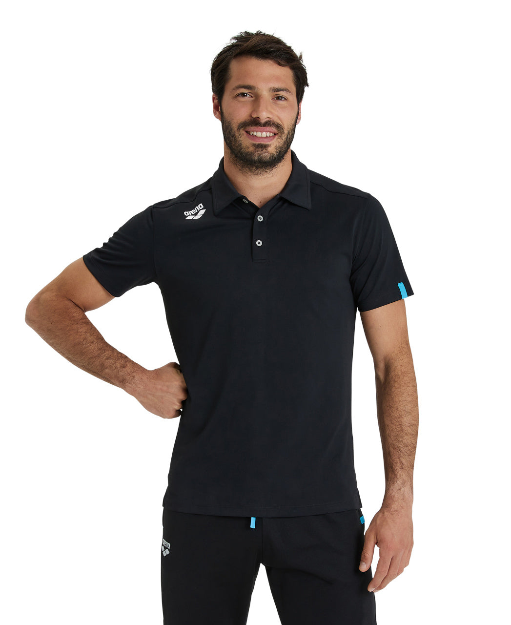 Arena Team Unisex Solid Polo Shirt - Black