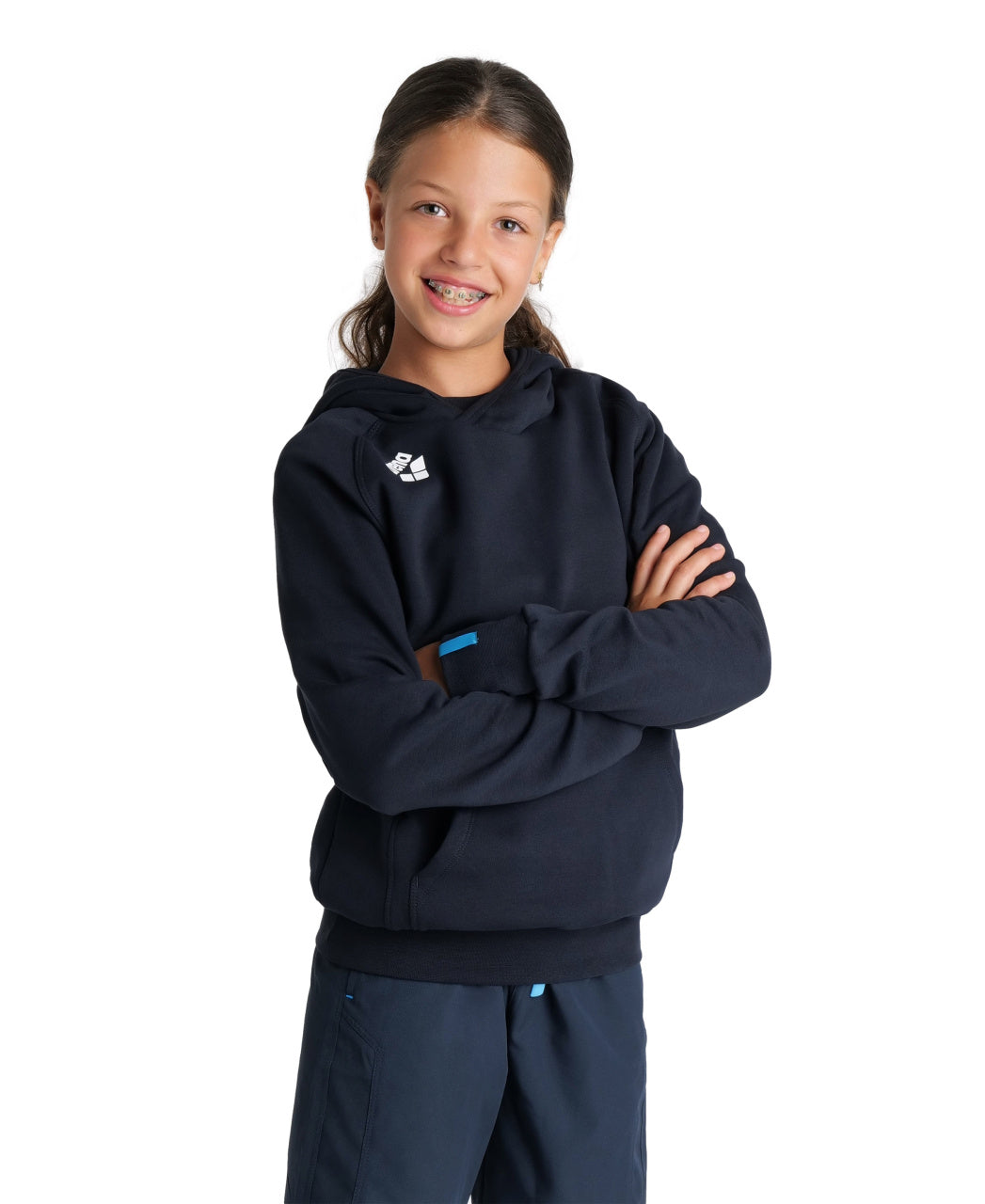 Arena Team Junior Hooded Panel Sweatshirt - Navy