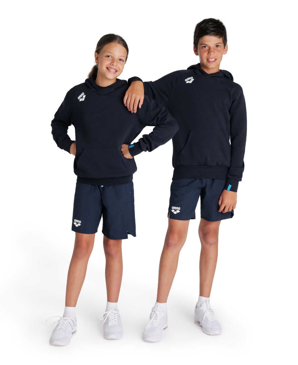 Arena Team Junior Hooded Panel Sweatshirt - Navy