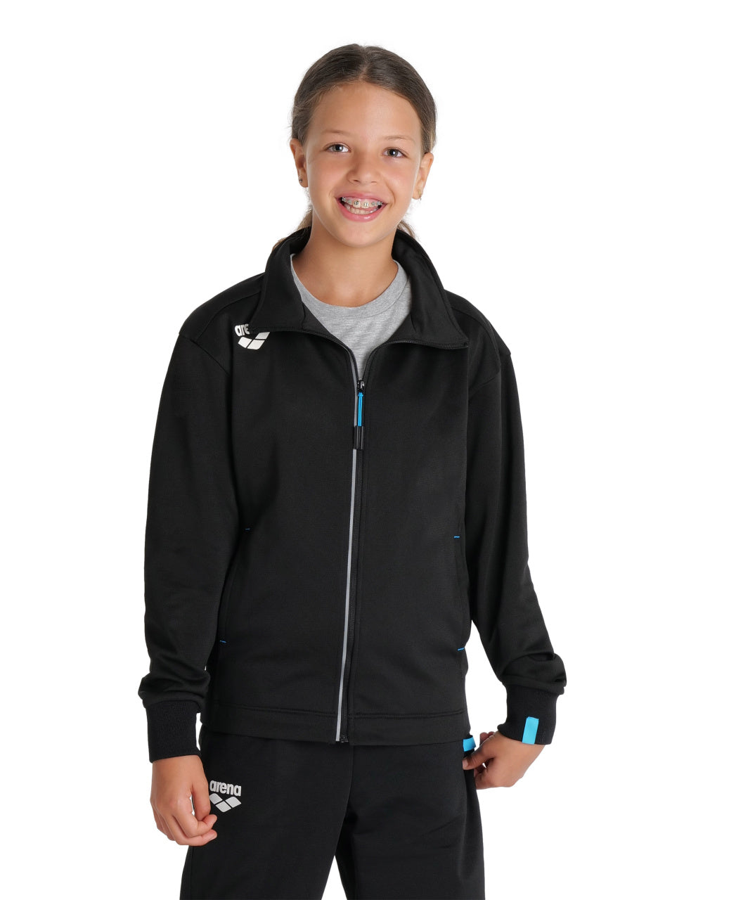 Arena Team Junior Panel Knit Poly Track Jacket - Black
