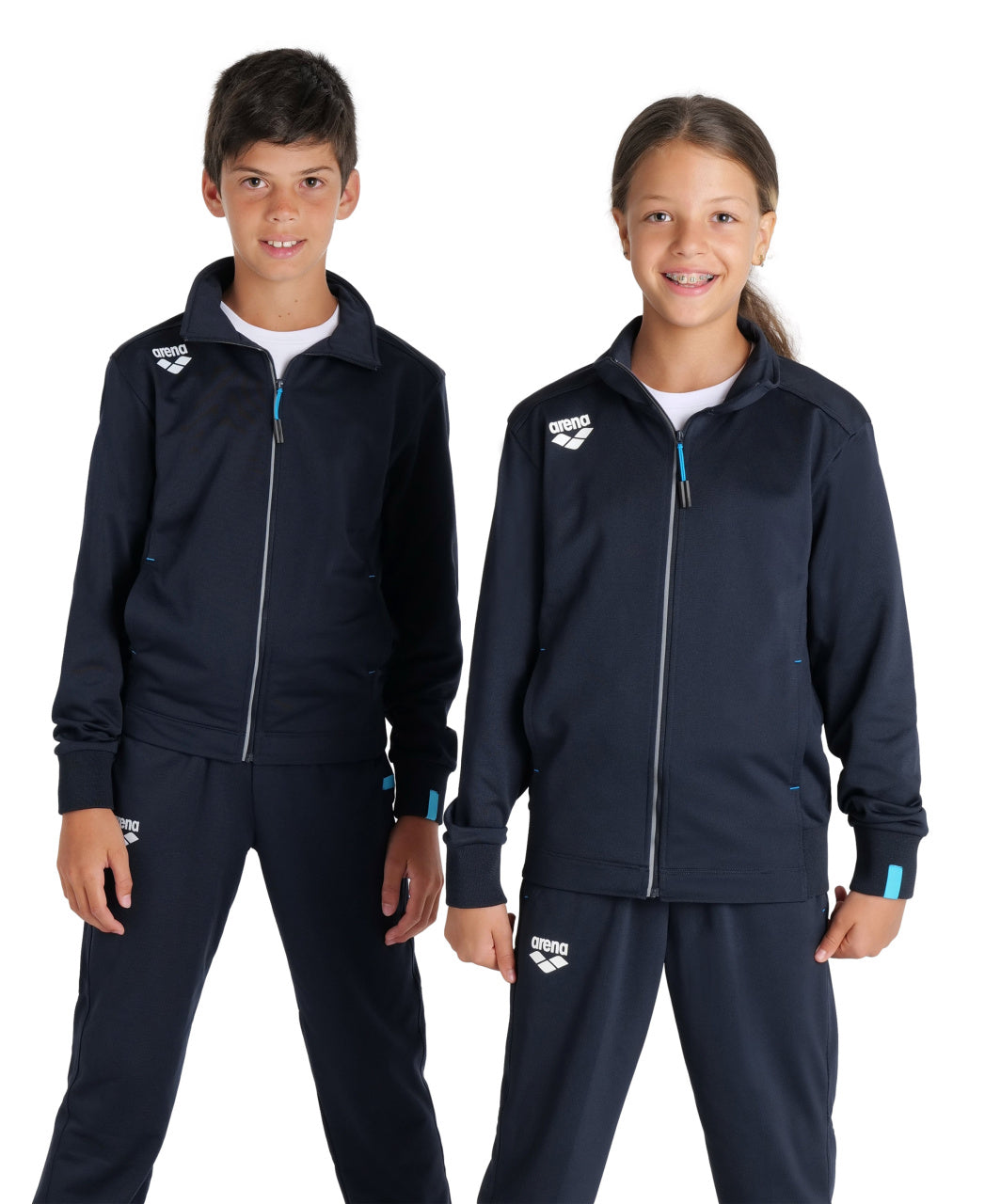 Arena Team Junior Panel Knit Poly Track Jacket - Navy