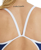 Arena Performance Women's Icons Solid Super Fly Back Swimsuit - Navy - White