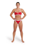 Arena Performance Women's Icons Solid Cross Back Bikini - Red - White
