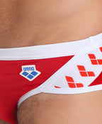 Arena Performance Men's Icons Solid Swim Briefs - Red-White