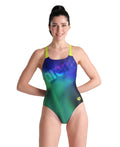 Arena Women's Placement Swim Pro Back Swimsuit - Black-Soft Green-Multi