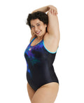 Arena Women's Placement U Back Plus Swimsuit - Navy-Freak Rose-Multi