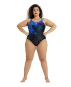 Arena Women's Placement U Back Plus Swimsuit - Navy-Freak Rose-Multi