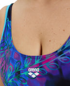 Arena Women's Placement U Back Plus Swimsuit - Navy-Freak Rose-Multi