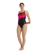 arena Women's Placement Swim Pro Back Swimsuit - Black Freak Rose