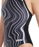 Arena Women's Marbled Light Drop Back Swimsuit - Black White Multi