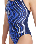 Arena Women's Marbled Light Drop Back Swimsuit - Navy-Navy Multi