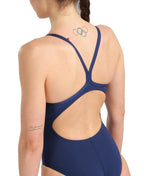 Arena Women's Marbled Light Drop Back Swimsuit - Navy-Navy Multi