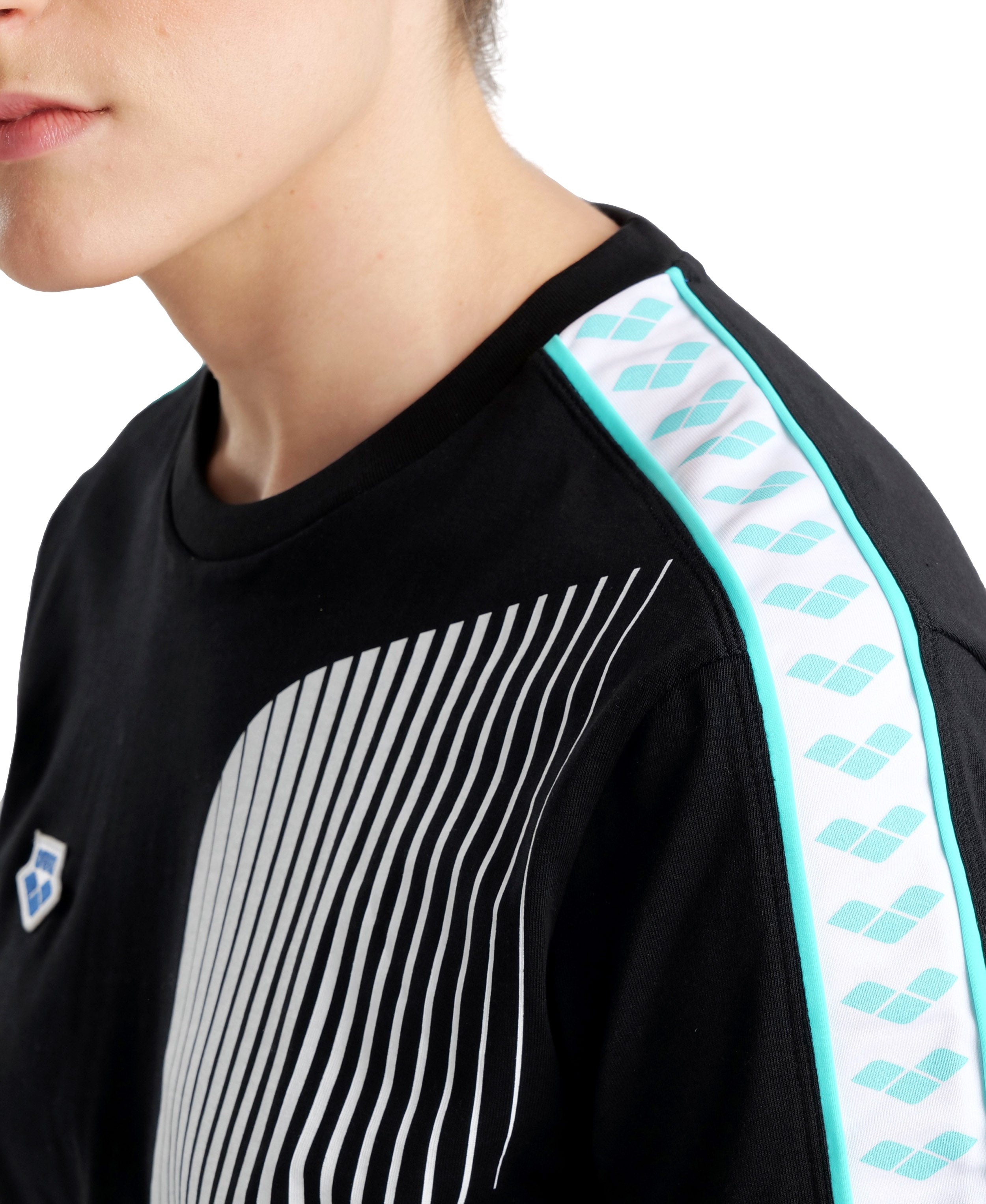 Arena Diamonds Unisex Logo T-Shirt - Black-White-Blue Diamond