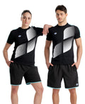 Arena Diamonds Unisex Logo T-Shirt - Black-White-Blue Diamond