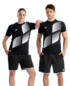 Arena Diamonds Unisex Logo T-Shirt - Black-White-Blue Diamond