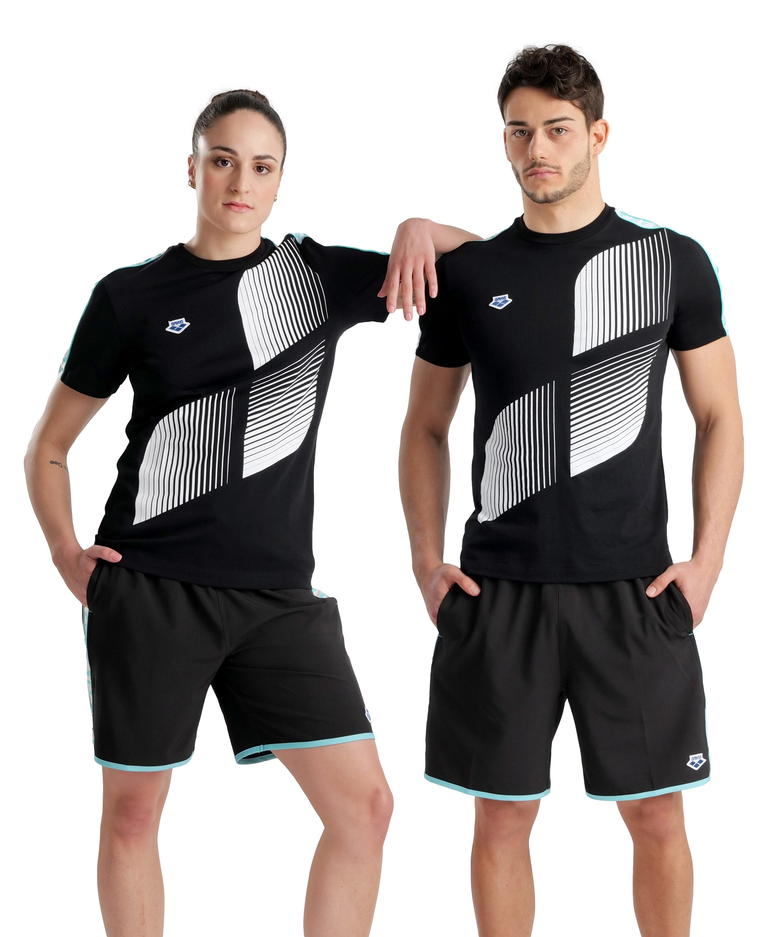 Arena Diamonds Unisex Logo T-Shirt - Black-White-Blue Diamond