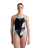 Arena Diamonds Women's Super Fly One-piece - Black-White-Blue Diamond