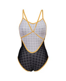 Womens Arena 50th swimsuit Diamond Back - Black Multi-Gold