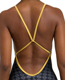 Womens Arena 50th swimsuit Diamond Back - Black Multi-Gold