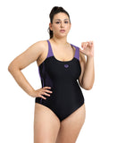 Arena Performance Women's Graphic Plus Swimsuit - Black-Lavanda