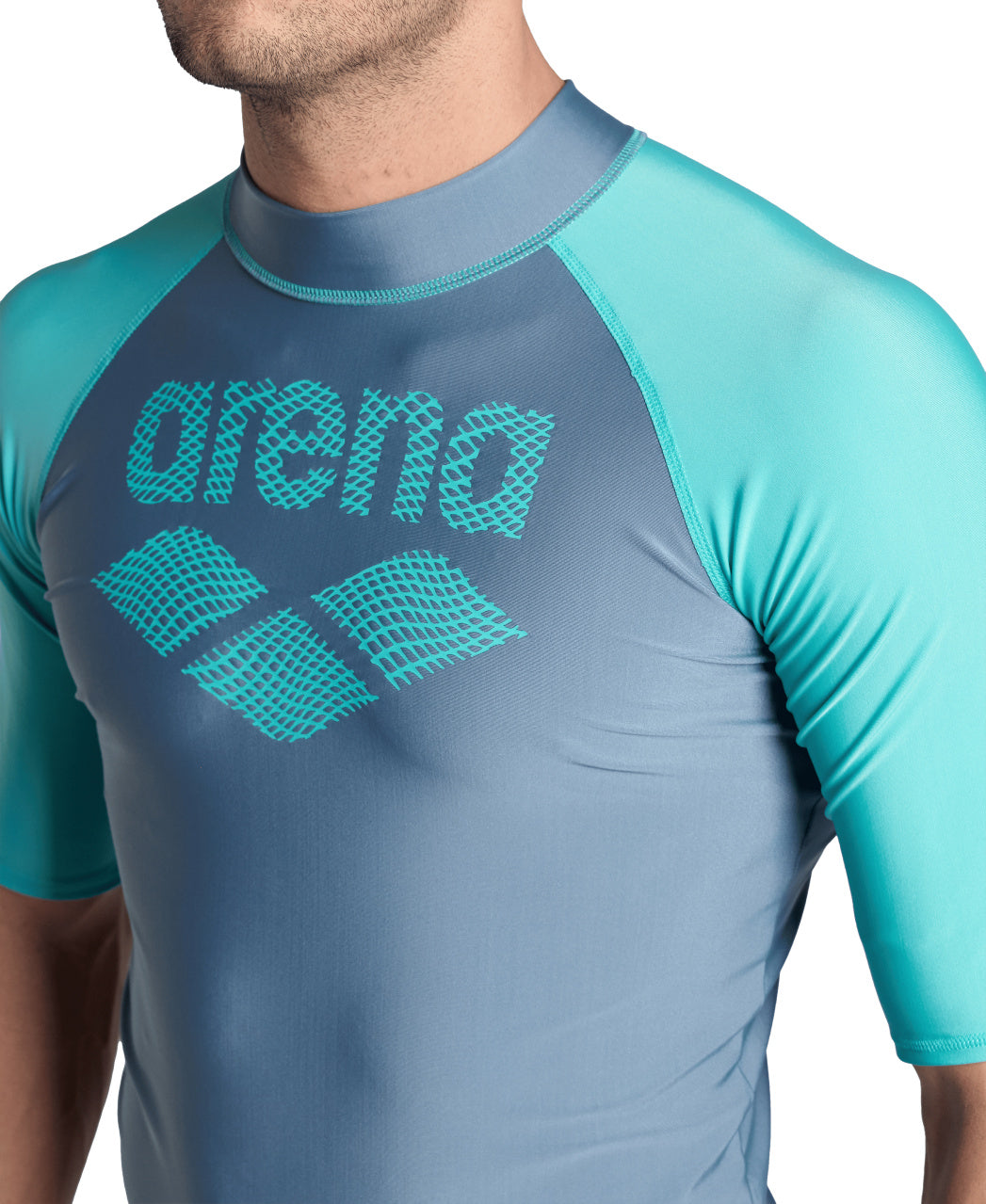 Arena Men's Graphic UV Protection Short-Sleeve Shirt - Stone Gery-Water