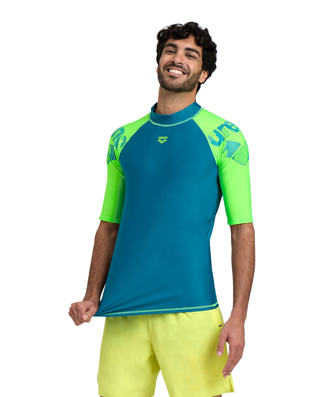 Arena Men's Graphic UV Protection Short-Sleeve Shirt - Teal
