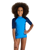 Unisex JR arena rash vest S/S graphic - Blue